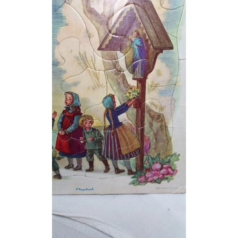 Lot of 3 Playskool Jesus & Children,‎ Horse Theme, Farm Barn Tray Puzzle Vintage